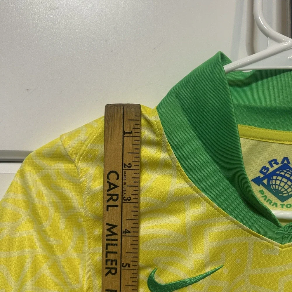 Nike Brasil Soccer Jersey Kids Youth Medium Yellow Green FJ4409-706 CBF Brazil